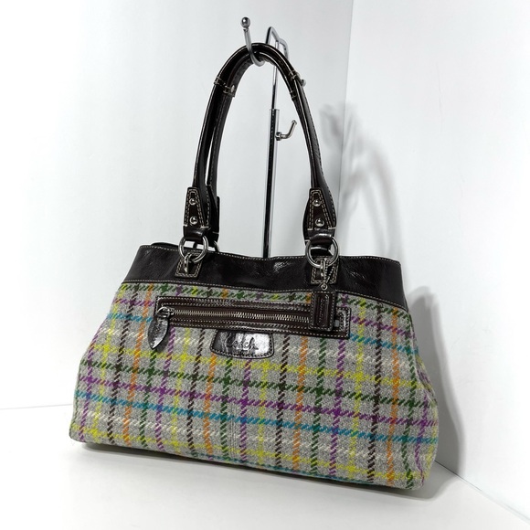 Coach Penelope Tattersall Colorful Plaid Wool Shoulder Bag Purse - Picture 1 of 16